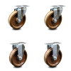 Service Caster 5 Inch High Temp Phenolic Wheel Swivel Top Plate Caster Set with 2 Rigid SCC SCC-20S514-PHSHT-2-R-2